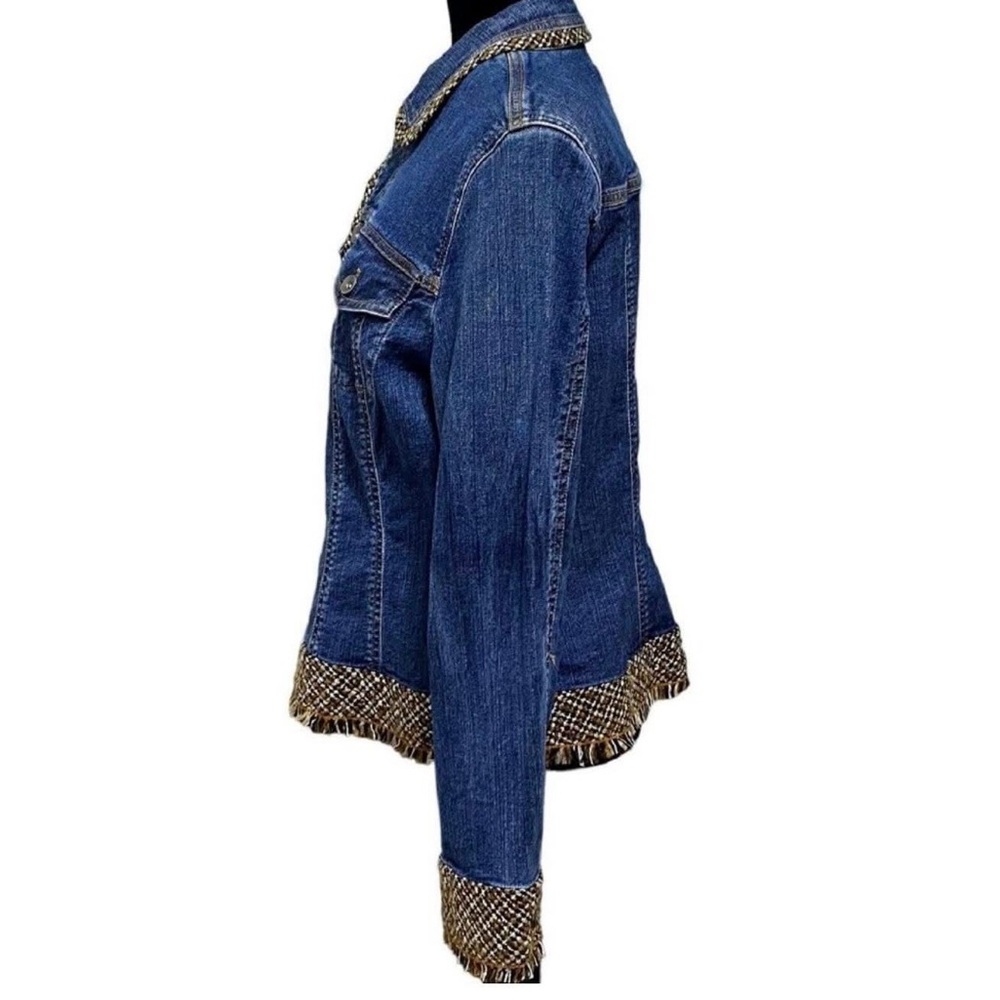 Coldwater Creek Long Sleeve Denim Jacket with Boucle Fringe Women's 12 Jean. MH - Picture 4 of 7
